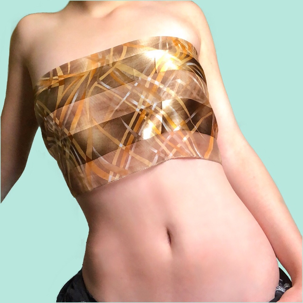 Golden Geometric Scarf Wrap Top